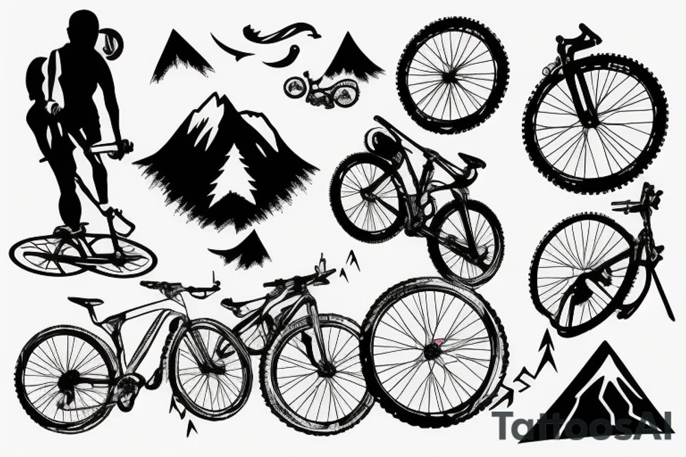 Mountain bike on a mountain tattoo idea