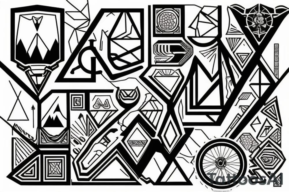 Mountain bike on a mountain tattoo idea