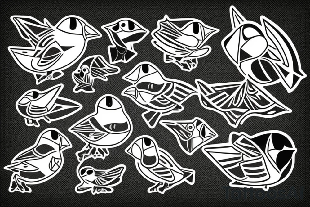 mola art puffin bird tattoo idea