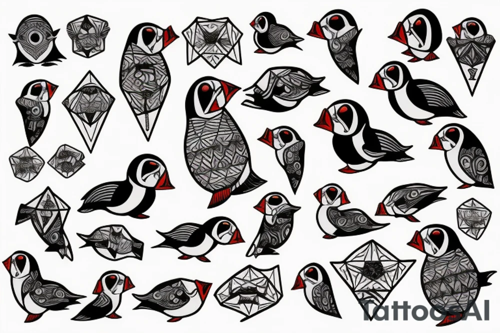 mola art puffin tattoo idea