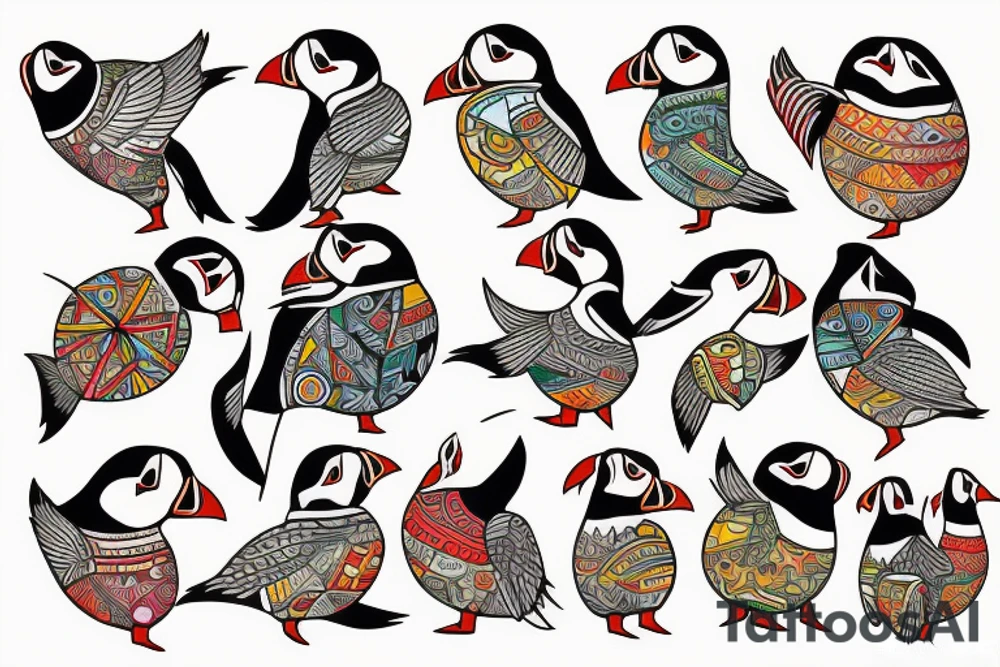 mola art puffin tattoo idea