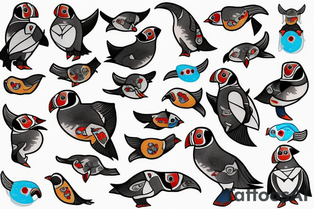 mola art puffin tattoo idea