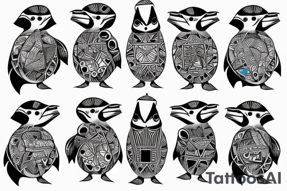 mola art puffin tattoo idea