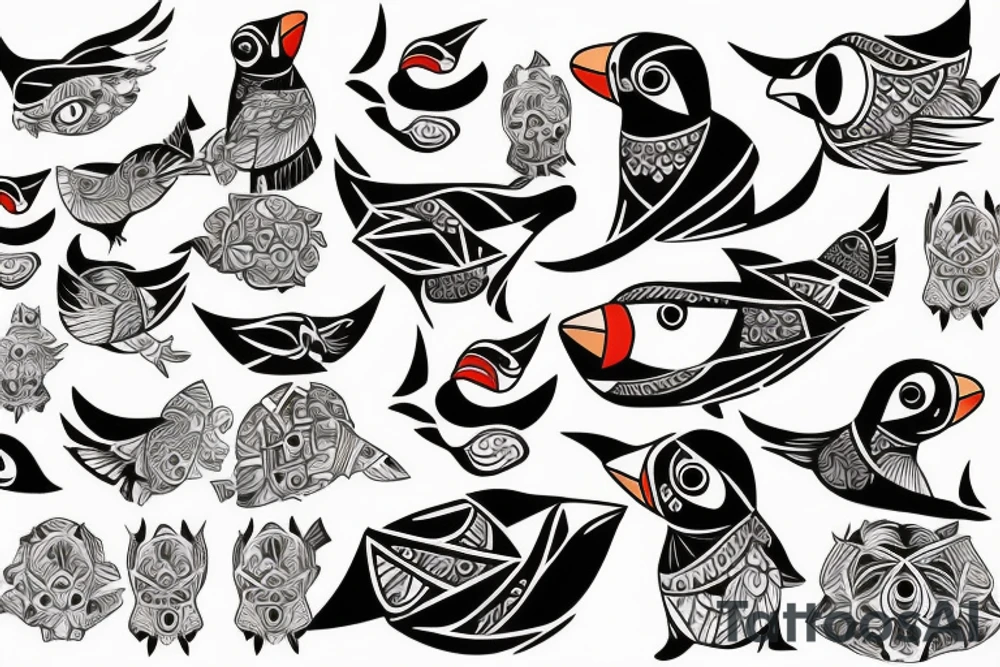 mola art puffin tattoo idea