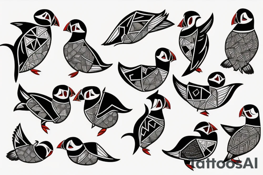 mola art puffin tattoo idea