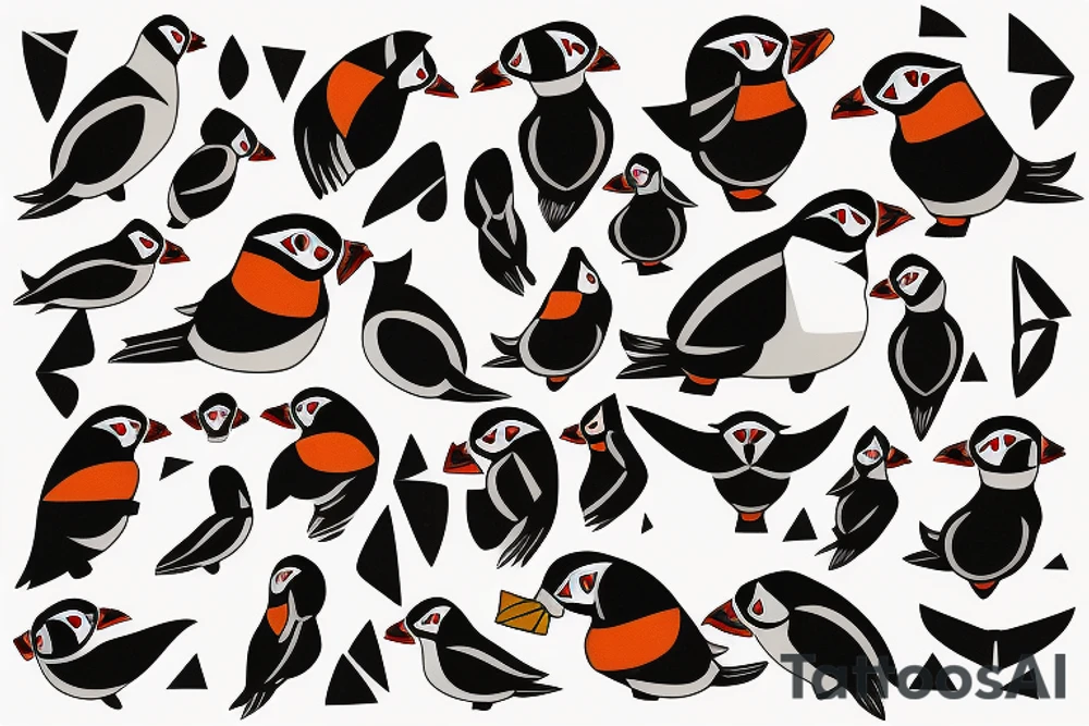 mola art puffin tattoo idea