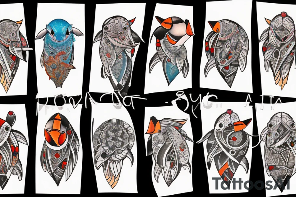 mola art puffin tattoo idea