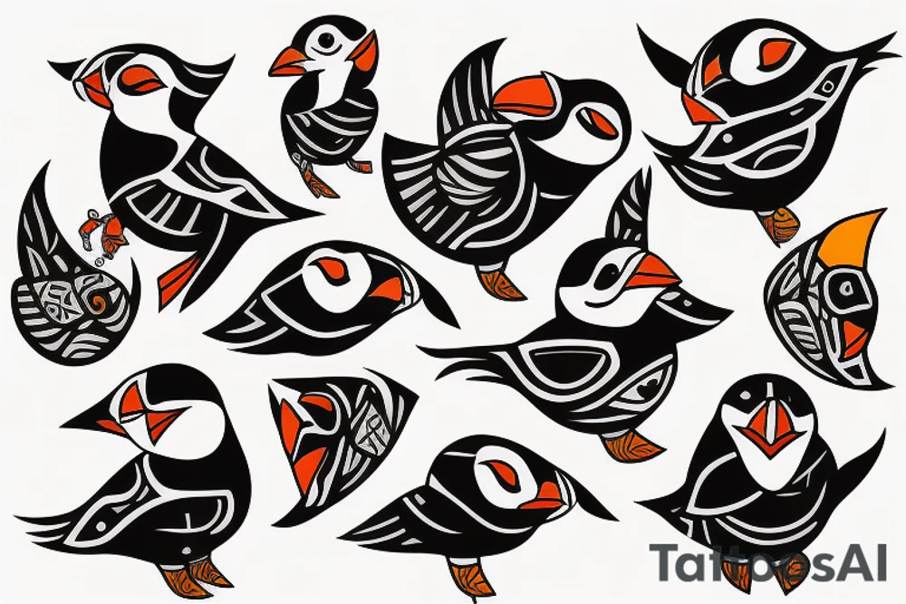 mola art puffin tattoo idea