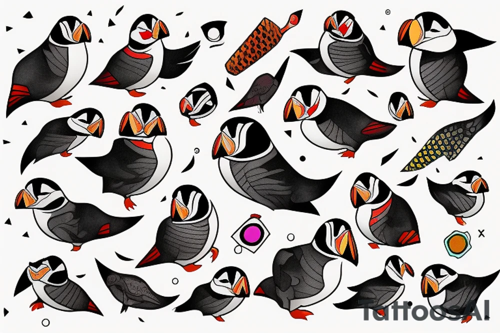 mola art puffin tattoo idea