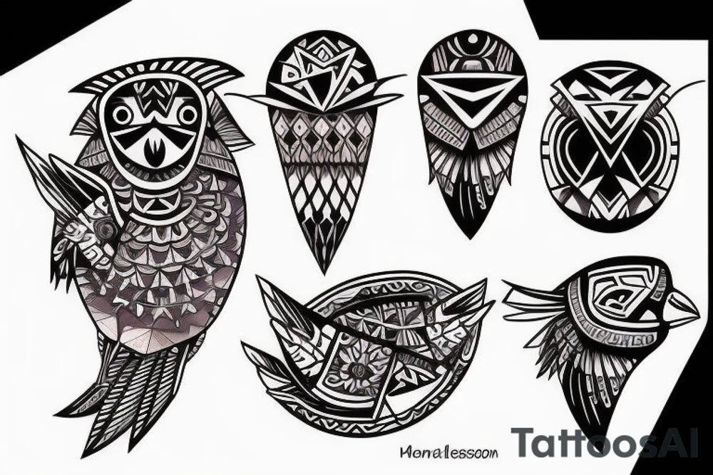 mola art puffin tattoo idea