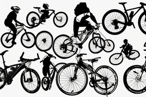 Mountain bike with mountain bike silhouette in background tattoo idea