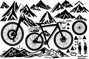 Mountain bike with mountain silhouette in background tattoo idea