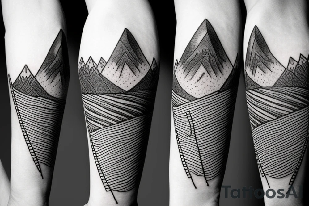 Mountain bike with mountain in background tattoo idea