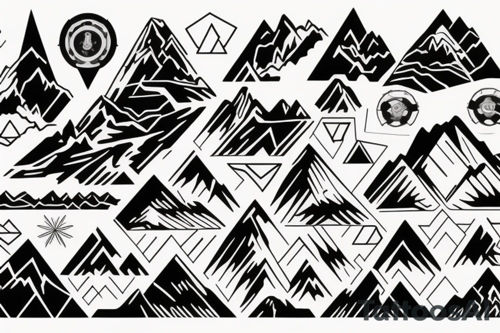 Mountain bike with mountain in background tattoo idea