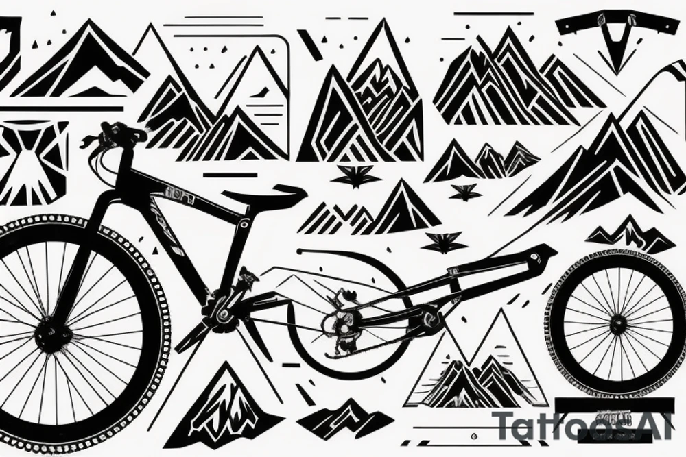 Mountain bike with mountain in background tattoo idea
