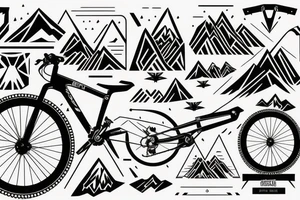 Mountain bike with mountain in background tattoo idea