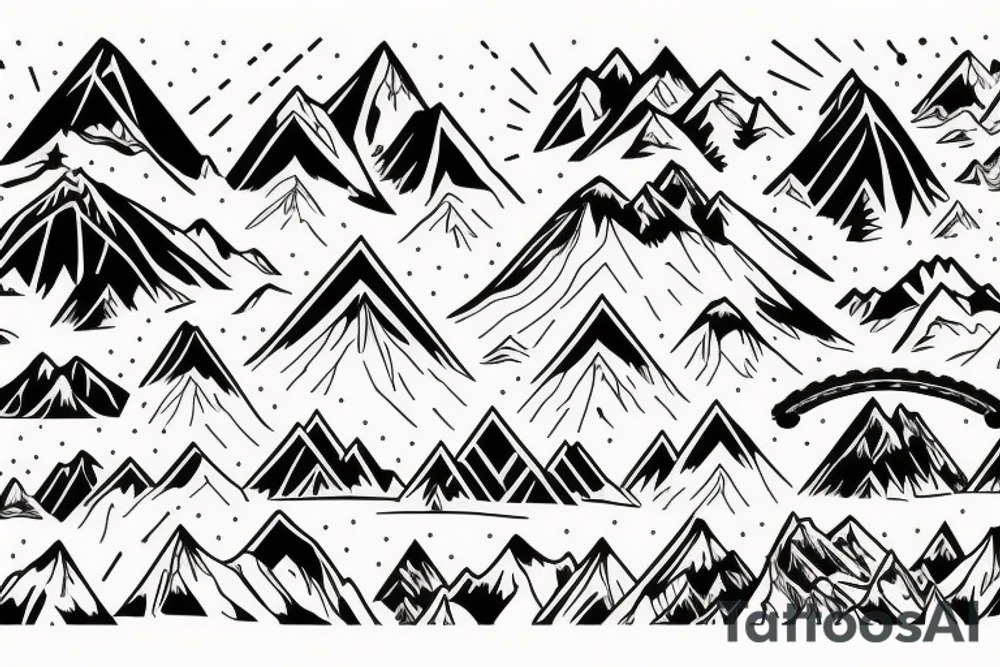 Mountain bike with mountain in background tattoo idea