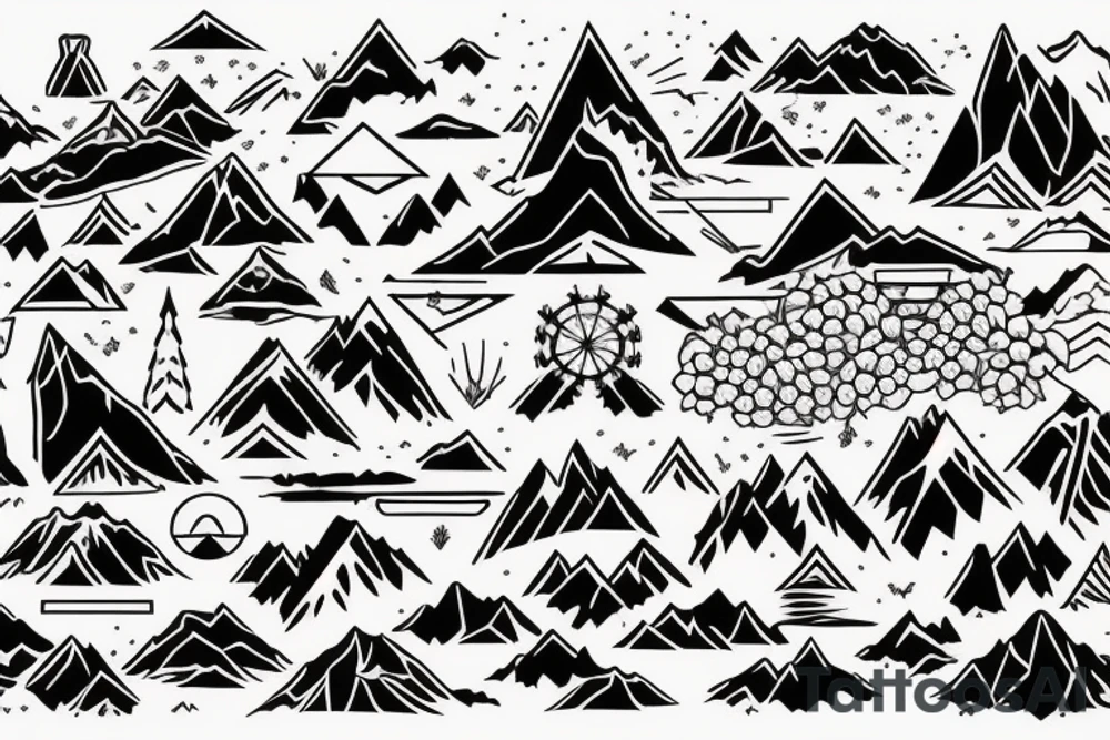 Mountain bike with mountain in background tattoo idea