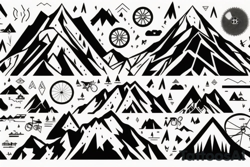 Mountain bike with mountain in background tattoo idea