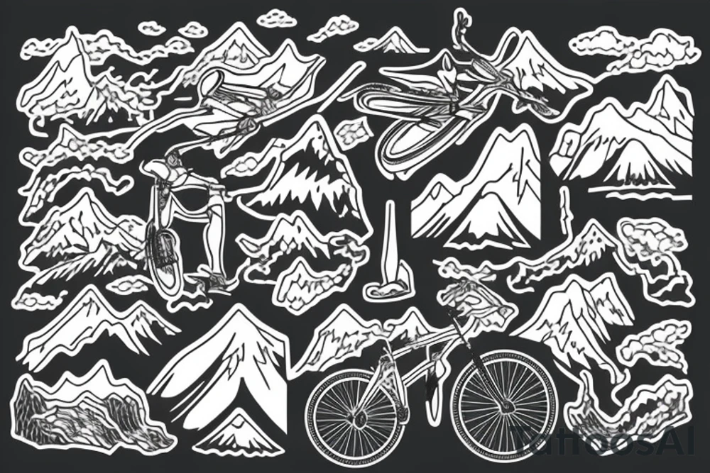 Mountain bike with mountain in background tattoo idea