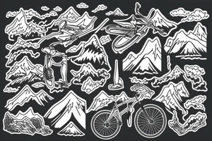 Mountain bike with mountain in background tattoo idea