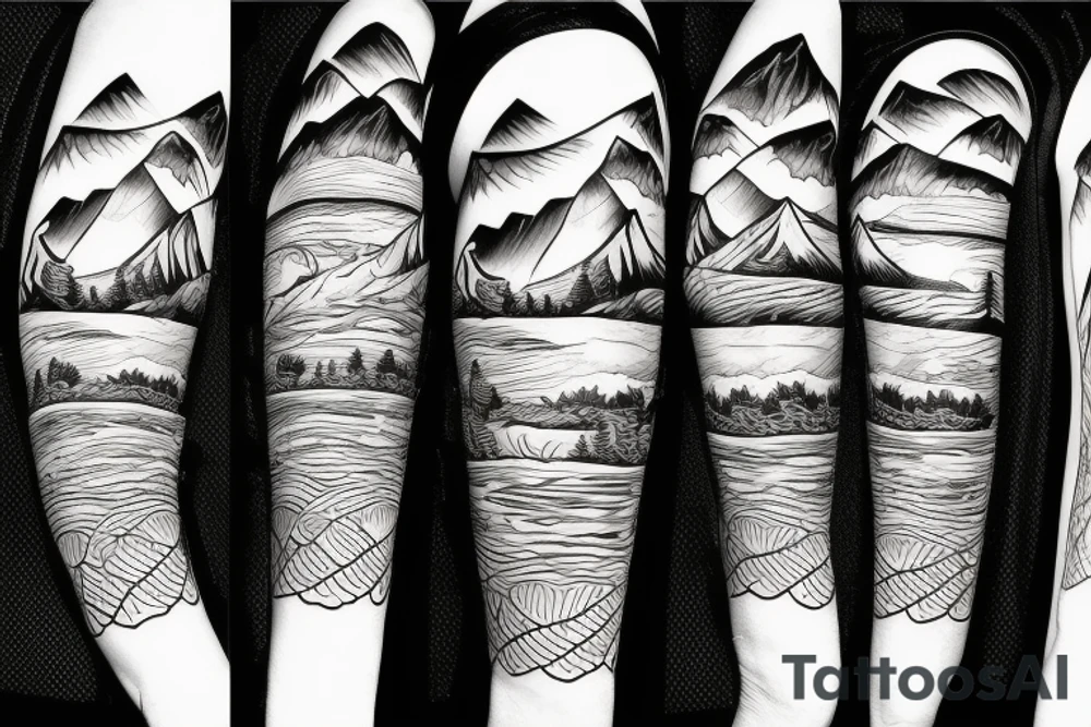 Mountain bike with mountain in background tattoo idea