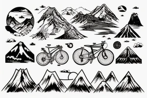 Mountain bike with mountain in background tattoo idea
