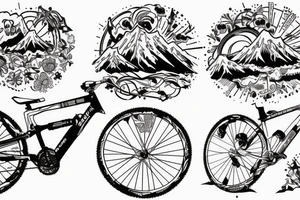Mountain bike with mountain in background tattoo idea