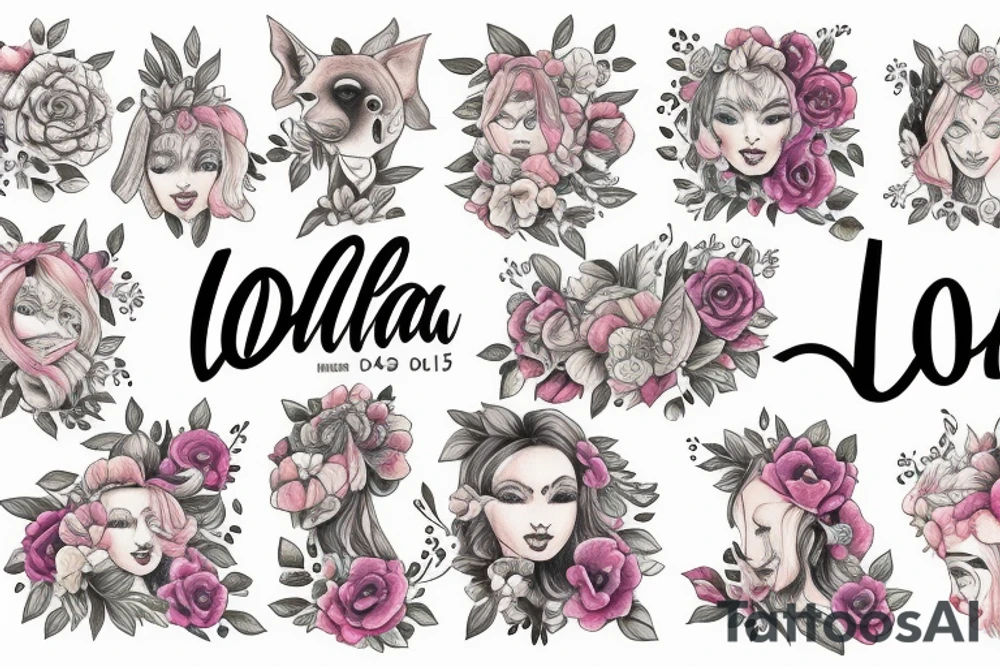 the name LOLA with her DOB as 06.07.2015 tattoo idea