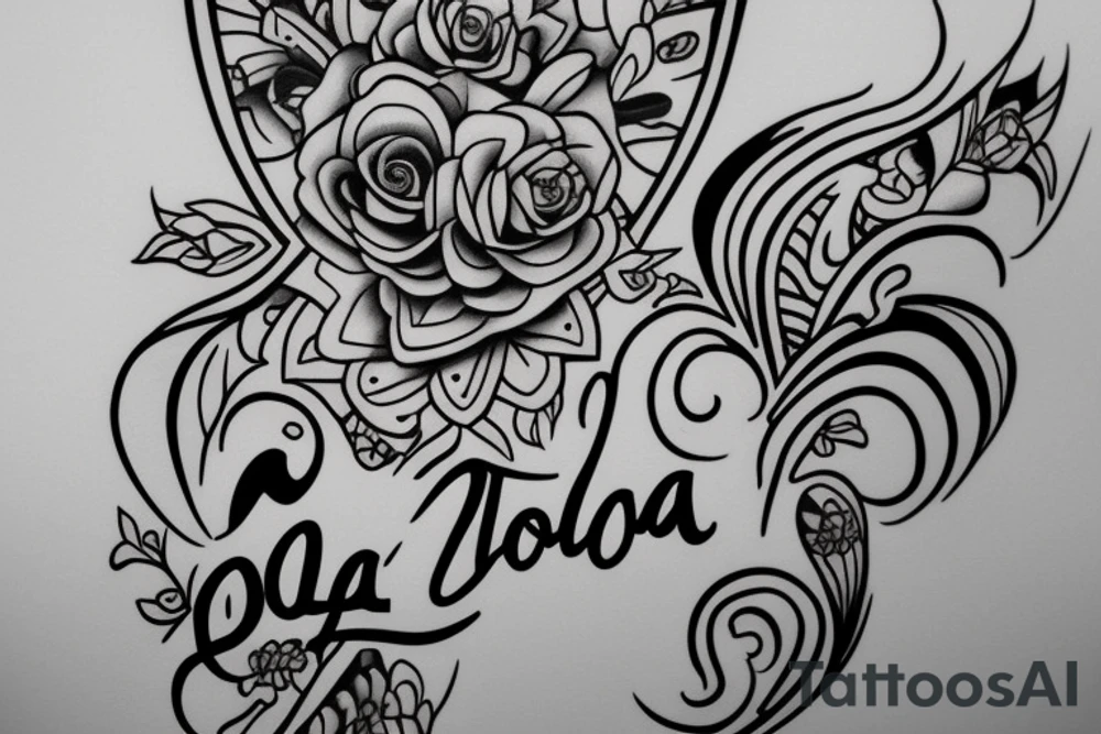 the name LOLA to be tattood on my bicep. with a focus on the text tattoo idea