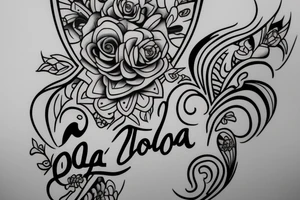 the name LOLA to be tattood on my bicep. with a focus on the text tattoo idea