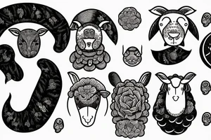 a simple sheep, with long ears and round eyes tattoo idea
