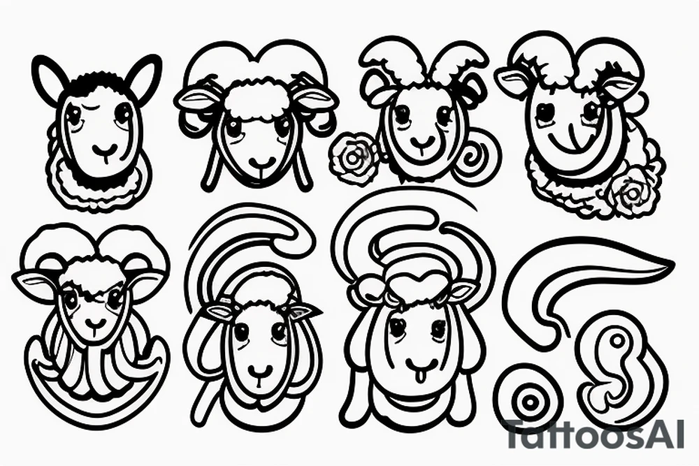 a simple sheep, with long ears and round eyes tattoo idea