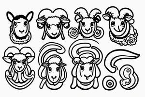 a simple sheep, with long ears and round eyes tattoo idea