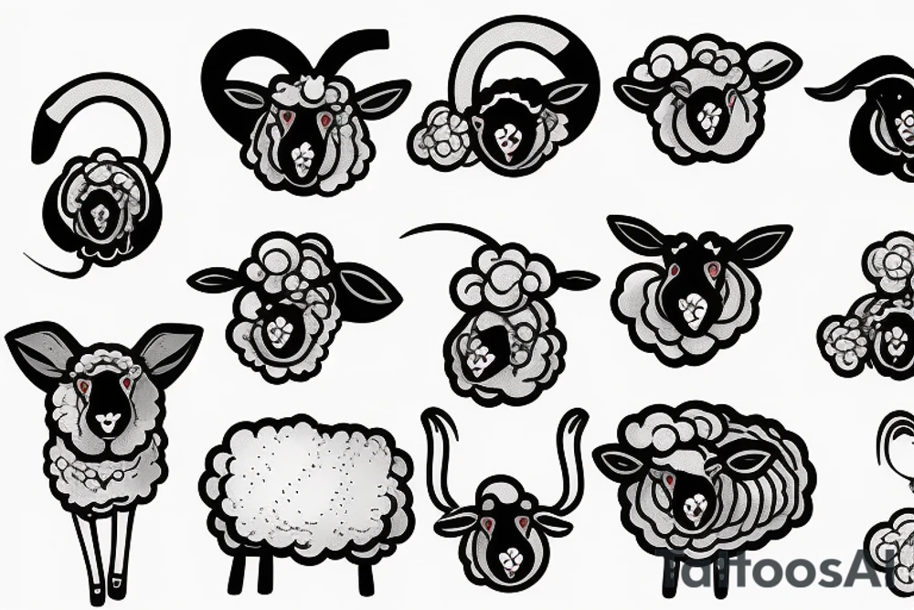 a sheep, with long ears and round eyes tattoo idea