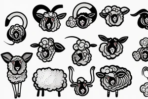 a sheep, with long ears and round eyes tattoo idea
