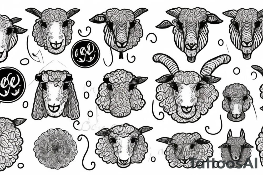 a sheep, with long ears and round eyes tattoo idea