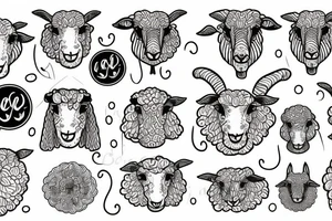 a sheep, with long ears and round eyes tattoo idea
