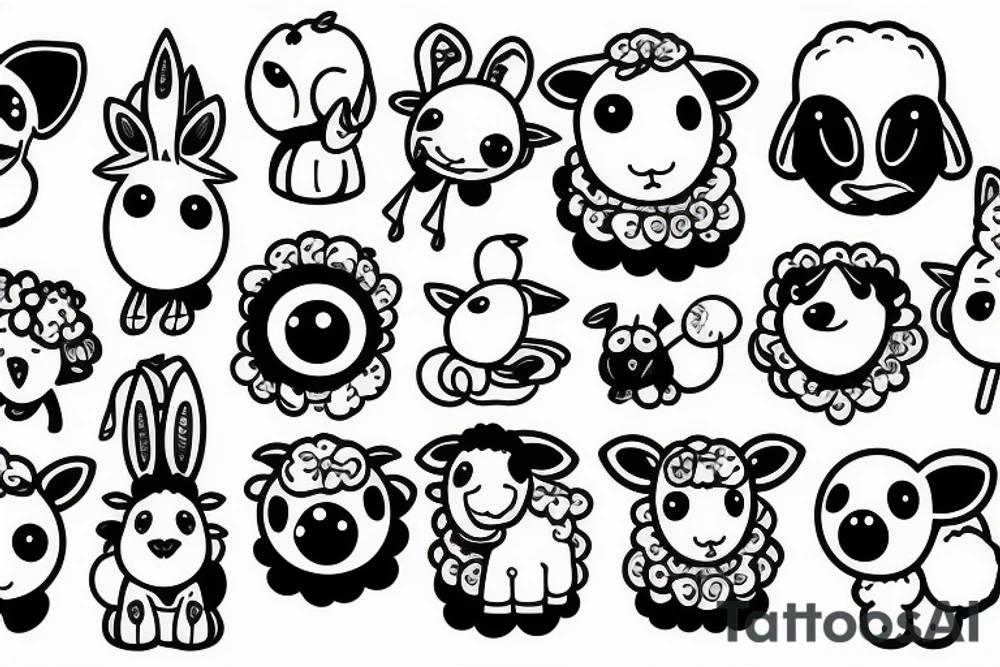 a baby sheep with long ears and round eyes tattoo idea