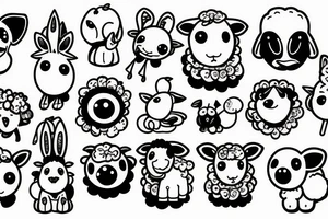 a baby sheep with long ears and round eyes tattoo idea