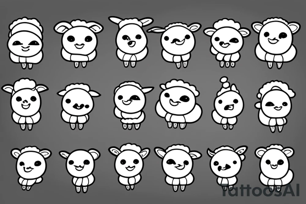 a baby sheep with long ears and round eyes tattoo idea