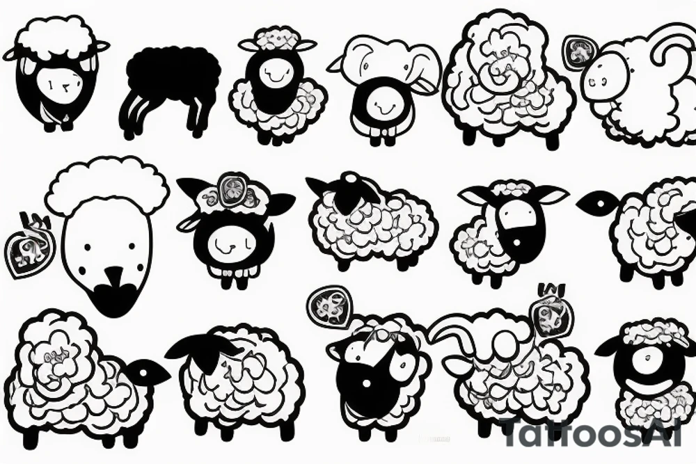 a baby sheep with long ears tattoo idea