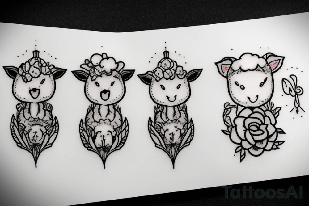 a baby sheep with long ears tattoo idea