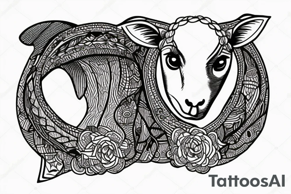 a sheep with long ears tattoo idea