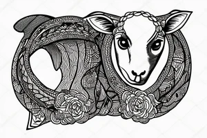 a sheep with long ears tattoo idea