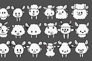 a cute cartoon sheep that has a fluffy body and head, also has long ears and round cartoon eyes tattoo idea