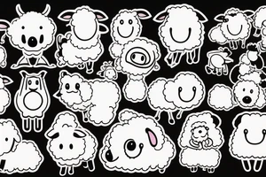 a cute cartoon sheep that has a fluffy body and head, also has long ears and round cartoon eyes tattoo idea