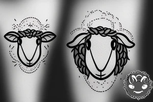 a cute cartoon sheep that has a fluffy body and head, also has long ears and round cartoon eyes tattoo idea