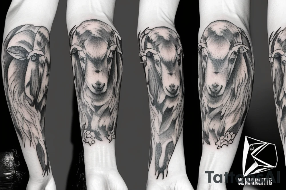 a sheep with long ears tattoo idea