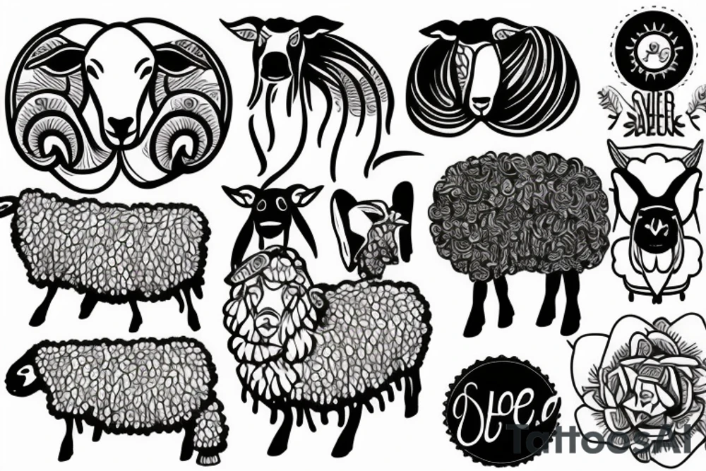 a sheep with long ears tattoo idea